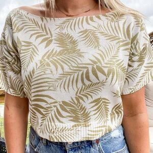 Palm Print Knit Top